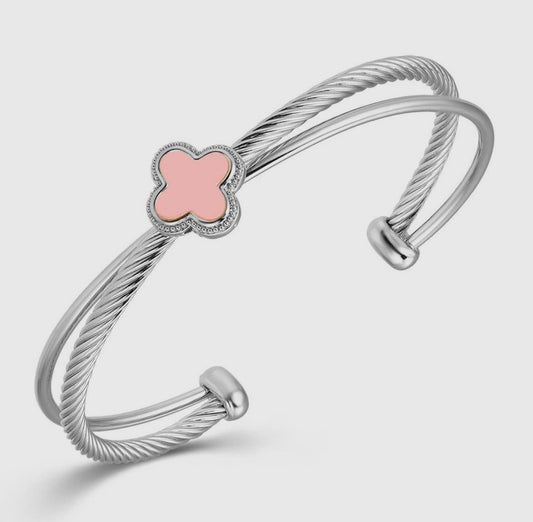 Double Band Clover Bangle Pink