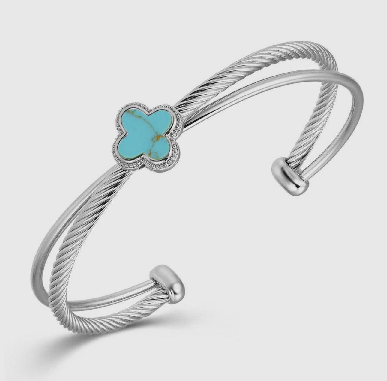 Double Band Clover Bangle Turquoise ￼