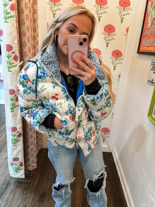 Floral Print Puff Jacket